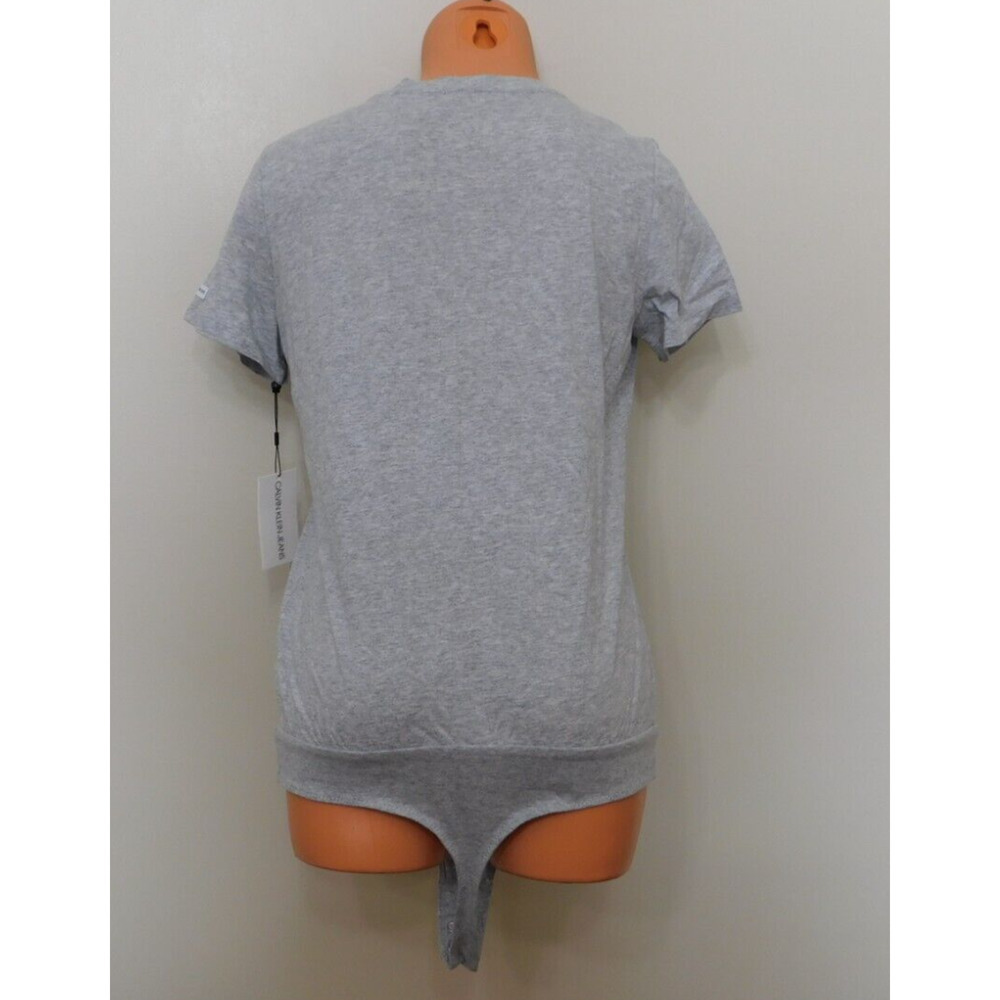 𝅺JR559 Calvin Klein Jeans Gray :Logo Sleeve T-Shirt Bodysuit Size XL - Picture 3 of 3